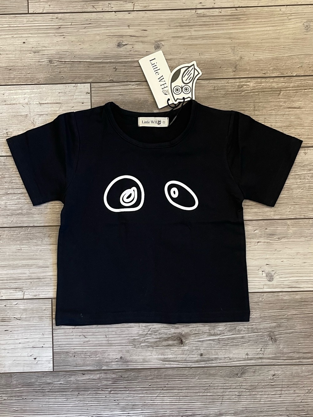 Little Who | Black Graphic Eyes Kids Tee | Size: 5T